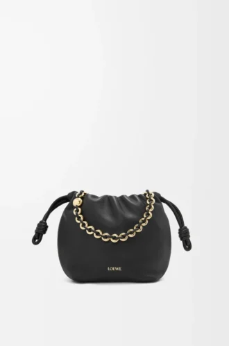 Borsa Mini Flamenco in morbida pelle di agnello nappa Nero