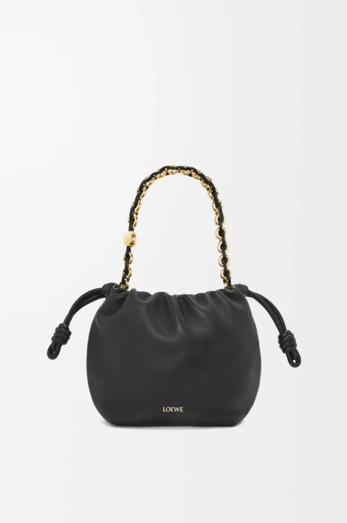 Borsa Mini Flamenco in morbida pelle di agnello nappa Nero Borsa Mini Flamenco in morbida pelle di agnello nappa Nero