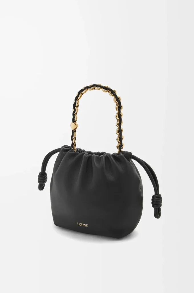 Borsa Mini Flamenco in morbida pelle di agnello nappa Nero Borsa Mini Flamenco in morbida pelle di agnello nappa Nero