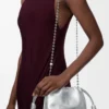 Borsa Mini Flamenco in pelle di vitello stampata moiré Argento