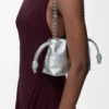 Borsa Mini Flamenco in pelle di vitello stampata moiré Argento