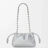 Borsa Mini Flamenco in pelle di vitello stampata moiré Argento