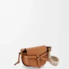 Borsa Mini Gate Dual in morbida pelle di vitello e jacquard marrone chiaro Borsa Mini Gate Dual in morbida pelle di vitello e jacquard marrone chiaro