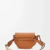 Borsa Mini Gate Dual in morbida pelle di vitello e jacquard marrone chiaro Borsa Mini Gate Dual in morbida pelle di vitello e jacquard marrone chiaro