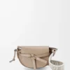 Borsa Mini Gate Dual in morbida pelle di vitello e jacquard Sand
