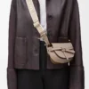 Borsa Mini Gate Dual in morbida pelle di vitello e jacquard Sand