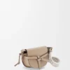 Borsa Mini Gate Dual in morbida pelle di vitello e jacquard Sand