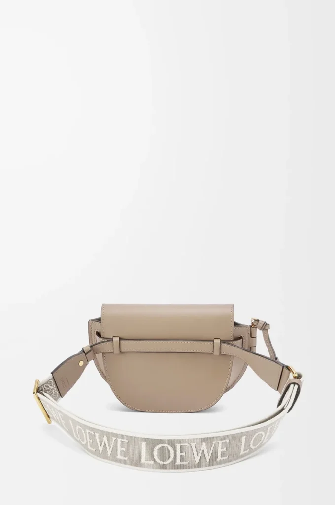 Borsa Mini Gate Dual in morbida pelle di vitello e jacquard Sand