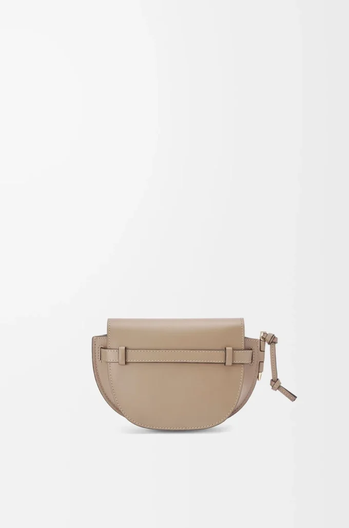 Borsa Mini Gate Dual in morbida pelle di vitello e jacquard Sand