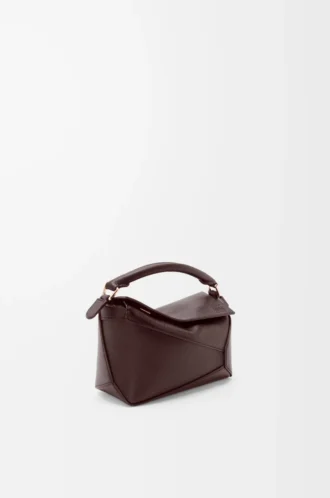 Borsa Mini Puzzle Edge in morbida pelle di vitello martellata Dark Chestnut