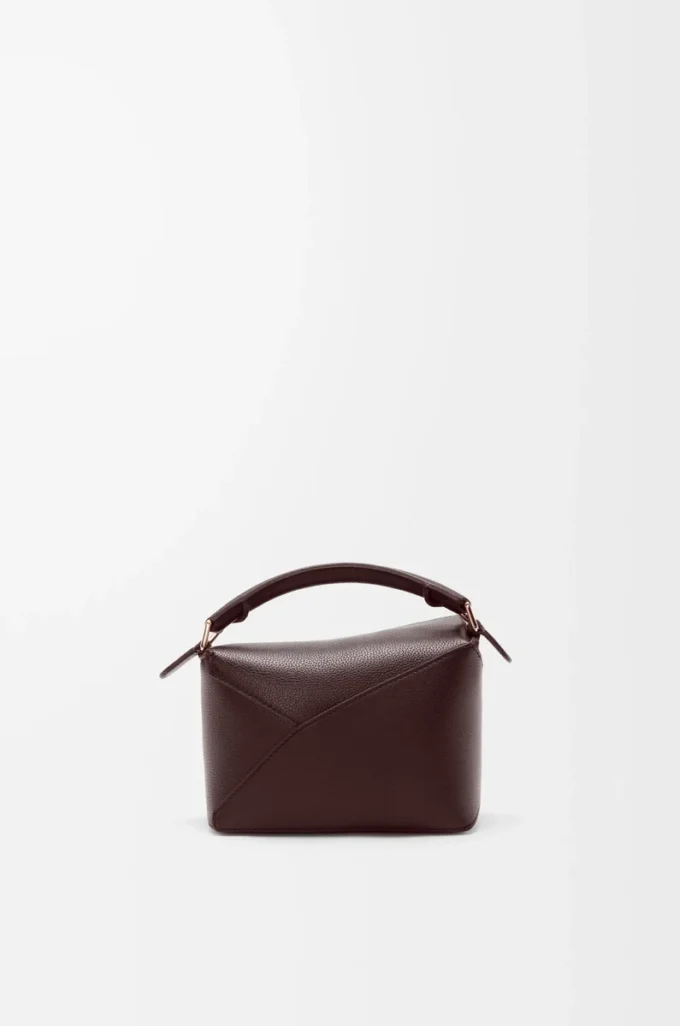 Borsa Mini Puzzle Edge in morbida pelle di vitello martellata Dark Chestnut