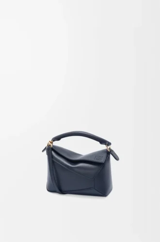 Borsa Mini Puzzle Edge in morbida pelle di vitello martellata Deep Navy