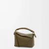 Borsa Mini Puzzle Edge in pelle di vitello classica Dark Khaki