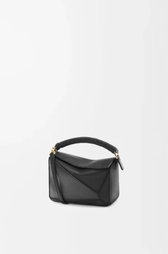 Borsa Mini Puzzle in morbida pelle di vitello nera
