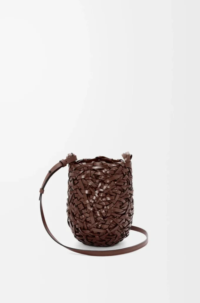 Borsa Nest Basket piccola in pelle di vitello Castagna Borsa Nest Basket piccola in pelle di vitello Castagna