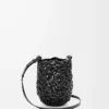 Borsa Nest Basket piccola in pelle di vitello nera