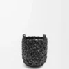 Borsa Nest Basket piccola in pelle di vitello nera