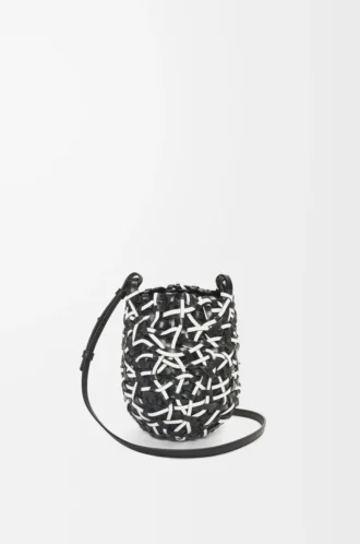 Borsa Nest Basket piccola in pelle di vitello Nero/Bianco Borsa Nest Basket piccola in pelle di vitello Nero/Bianco