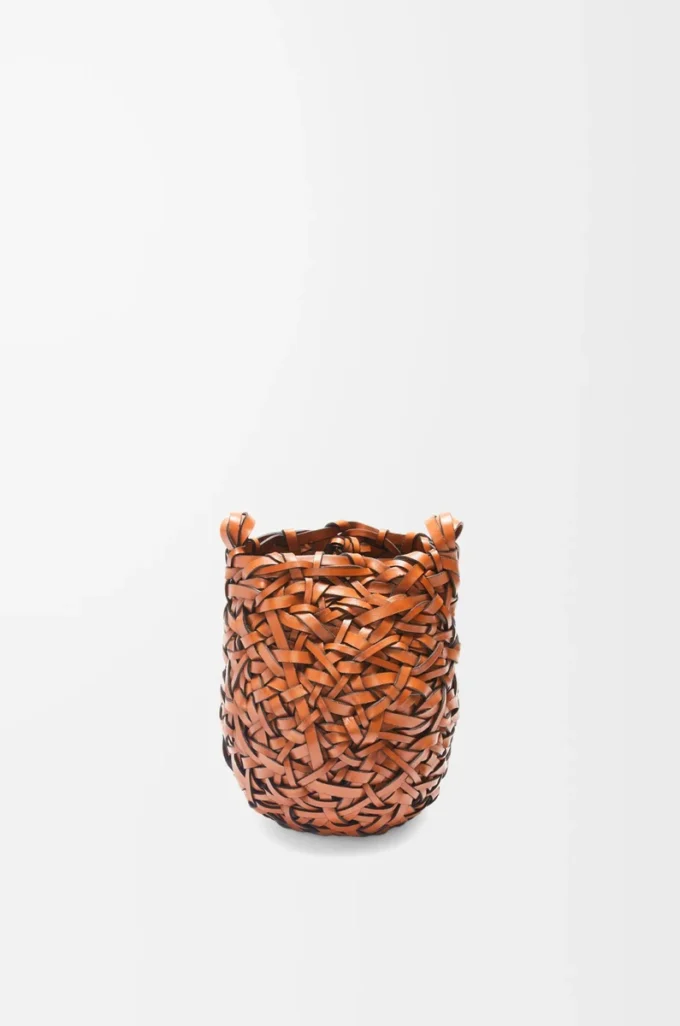 Borsa Nest Basket piccola in pelle di vitello Tan