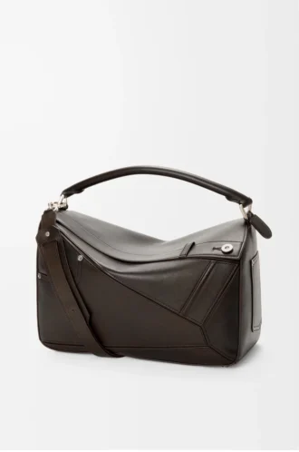 Borsa Panta grande Puzzle in pelle di vitello lucida marrone vintage Borsa Panta grande Puzzle in pelle di vitello lucida marrone vintage