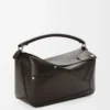 Borsa Panta grande Puzzle in pelle di vitello lucida marrone vintage