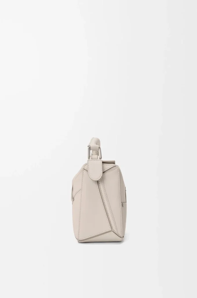 Borsa Panta small Puzzle in pelle di vitello lucida Light Ghost Borsa Panta small Puzzle in pelle di vitello lucida Light Ghost