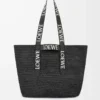 Borsa pieghevole in rafia nera