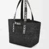 Borsa pieghevole in rafia nera