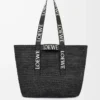 Borsa pieghevole in rafia nera