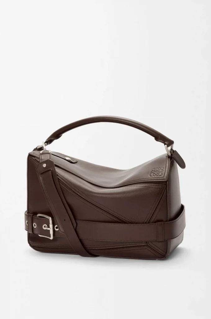 Borsa Puzzle Biker grande in pelle di vitello lucida Dark Chestnut Borsa Puzzle Biker grande in pelle di vitello lucida Dark Chestnut