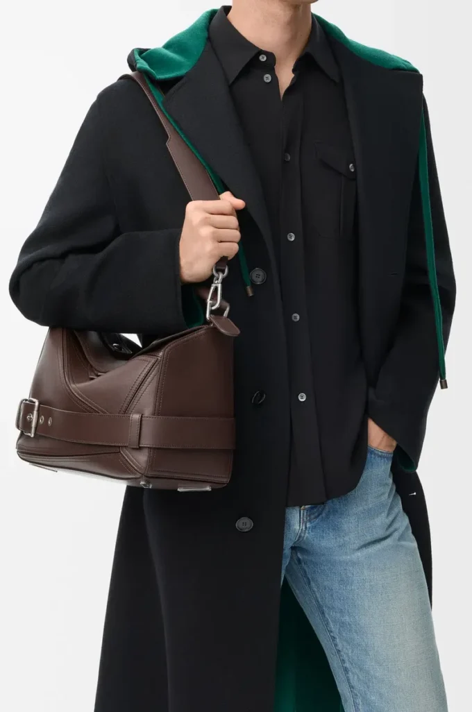 Borsa Puzzle Biker grande in pelle di vitello lucida Dark Chestnut Borsa Puzzle Biker grande in pelle di vitello lucida Dark Chestnut