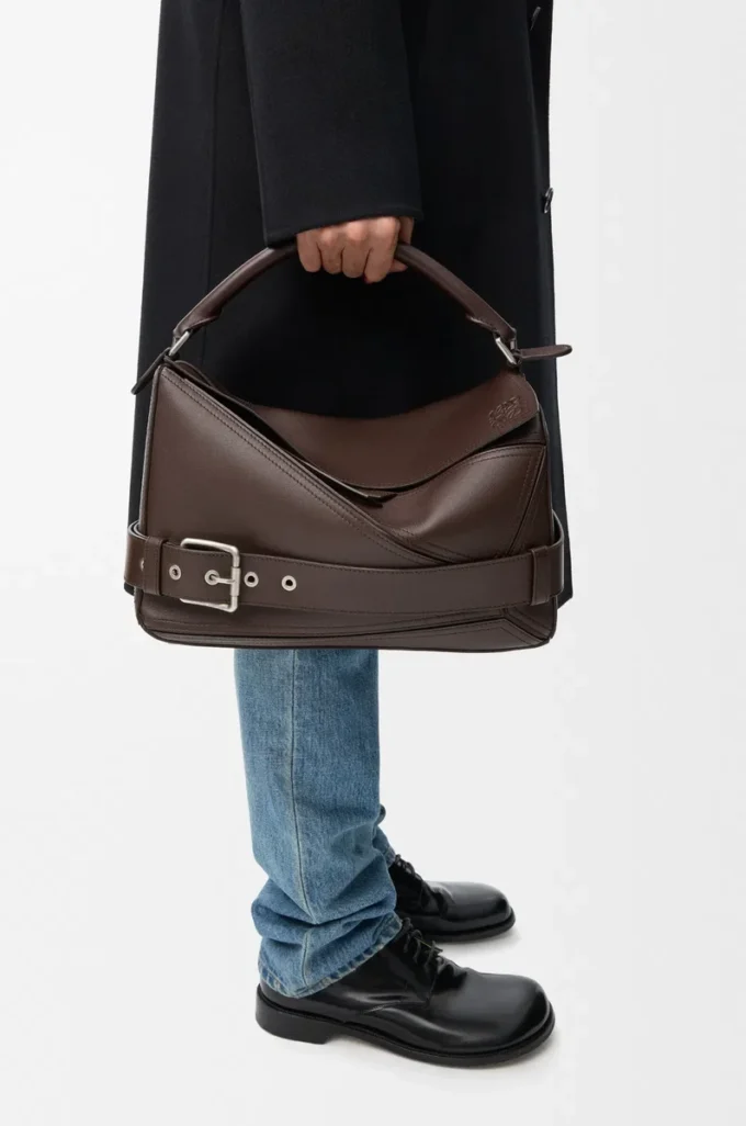 Borsa Puzzle Biker grande in pelle di vitello lucida Dark Chestnut Borsa Puzzle Biker grande in pelle di vitello lucida Dark Chestnut