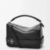 Borsa Puzzle Biker grande in pelle di vitello lucida nera Borsa Puzzle Biker grande in pelle di vitello lucida nera