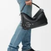 Borsa Puzzle Biker grande in pelle di vitello lucida nera Borsa Puzzle Biker grande in pelle di vitello lucida nera