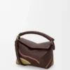 Borsa Puzzle Edge Landscape piccola in pelle di vitello nappa Chocolate/Light Moss Borsa Puzzle Edge Landscape piccola in pelle di vitello nappa Chocolate/Light Moss