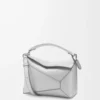 Borsa Puzzle Edge piccola in pelle di agnello laminata Argento Borsa Puzzle Edge piccola in pelle di agnello laminata Argento