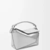 Borsa Puzzle Edge piccola in pelle di agnello laminata Argento Borsa Puzzle Edge piccola in pelle di agnello laminata Argento