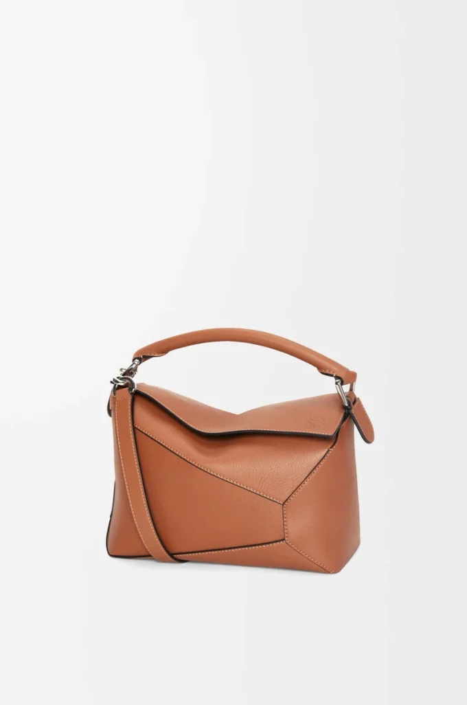 Borsa Puzzle Edge piccola in pelle di vitello classica Tan Borsa Puzzle Edge piccola in pelle di vitello classica Tan