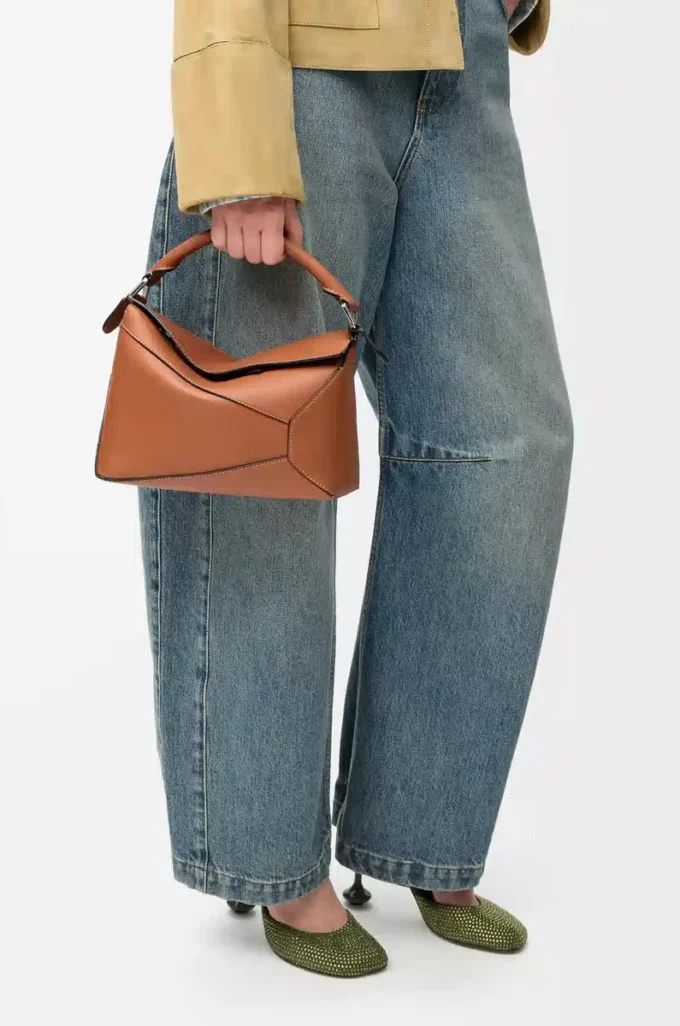 Borsa Puzzle Edge piccola in pelle di vitello classica Tan Borsa Puzzle Edge piccola in pelle di vitello classica Tan