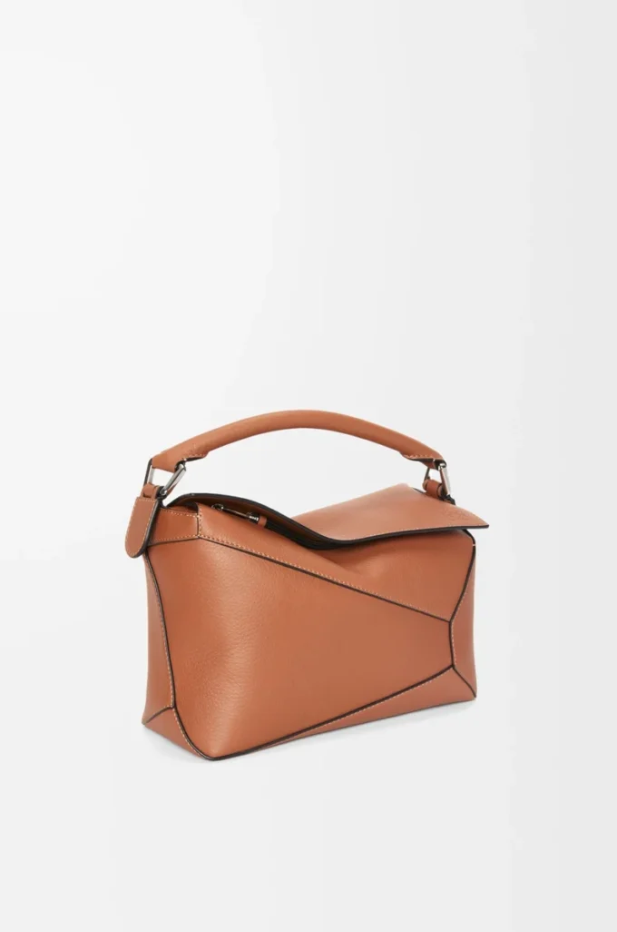 Borsa Puzzle Edge piccola in pelle di vitello classica Tan Borsa Puzzle Edge piccola in pelle di vitello classica Tan