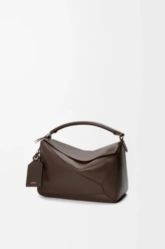 Borsa Puzzle Featherlight grande in pelle di agnello nappa Dark Chestnut