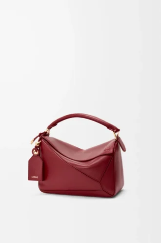 Borsa Puzzle Featherlight piccola in pelle di agnello nappa rosso bruciato