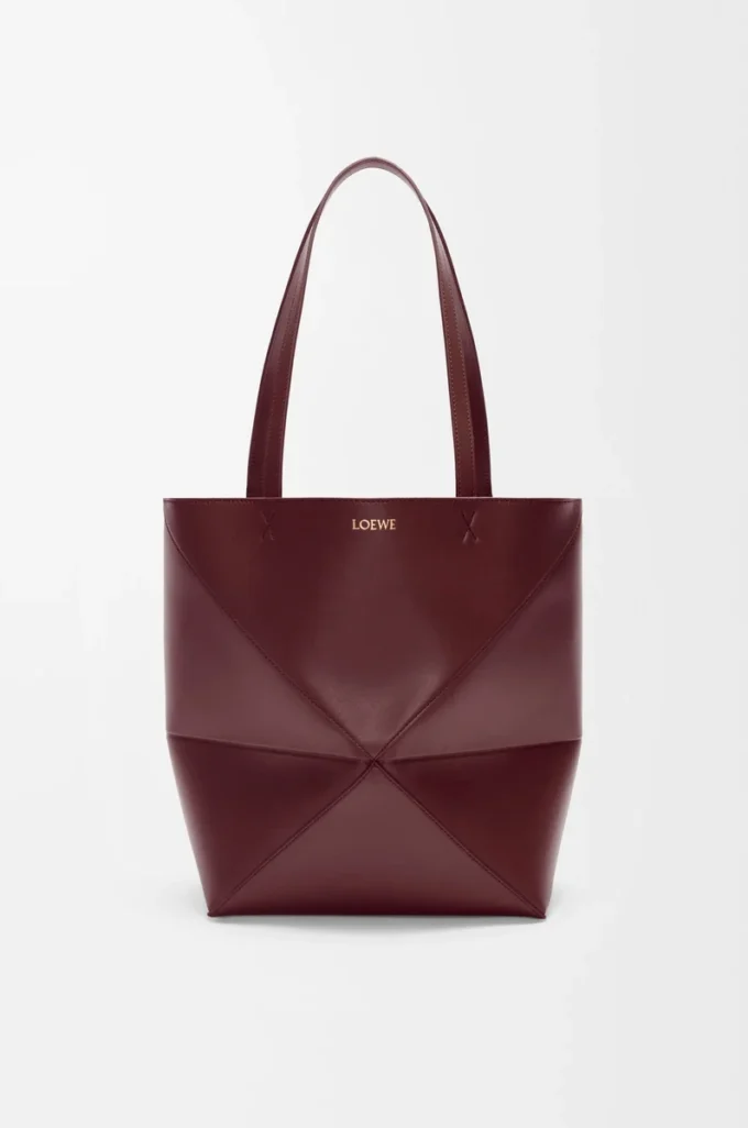 Borsa Puzzle Fold media in pelle di vitello lucida bordeaux scuro Borsa Puzzle Fold media in pelle di vitello lucida bordeaux scuro