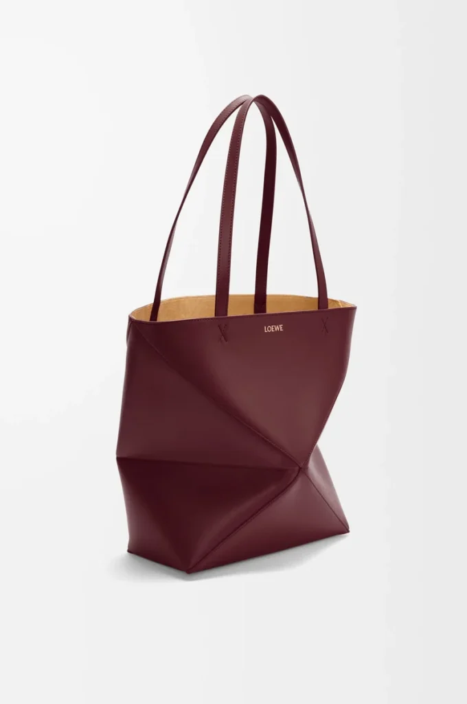 Borsa Puzzle Fold media in pelle di vitello lucida bordeaux scuro Borsa Puzzle Fold media in pelle di vitello lucida bordeaux scuro