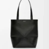 Borsa Puzzle Fold media in pelle di vitello lucida nera Borsa Puzzle Fold media in pelle di vitello lucida nera