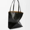 Borsa Puzzle Fold media in pelle di vitello lucida nera Borsa Puzzle Fold media in pelle di vitello lucida nera