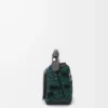 Borsa Puzzle Futurist Cat piccola in maglia ricamata e pelle di vitello classica Multicolor Verde