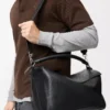Borsa Puzzle grande in morbida pelle di vitello martellata nera Borsa Puzzle grande in morbida pelle di vitello martellata nera