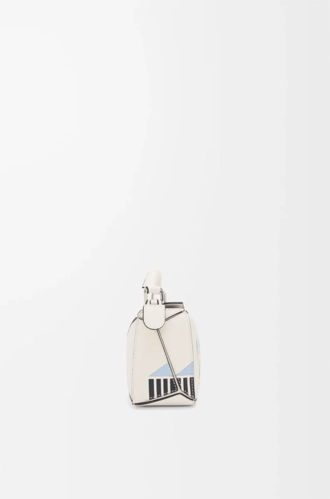 Borsa Puzzle mini Futurist Cat in classica pelle di vitello Soft White Borsa Puzzle mini Futurist Cat in classica pelle di vitello Soft White