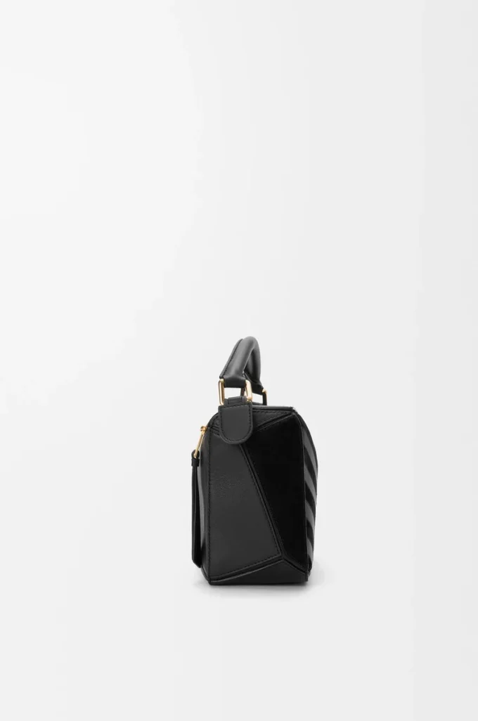 Borsa Puzzle piccola in pelle di vitello classica e pelle scamosciata Nera Borsa Puzzle piccola in pelle di vitello classica e pelle scamosciata Nera